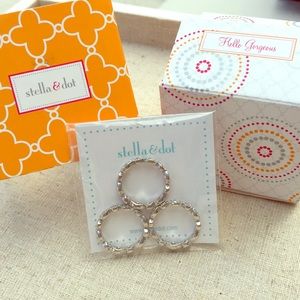 Silver Stackable Deco Rings Size 6